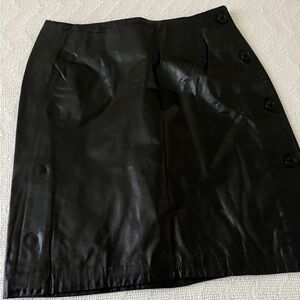 Black Leather Mini Skirt, Lined